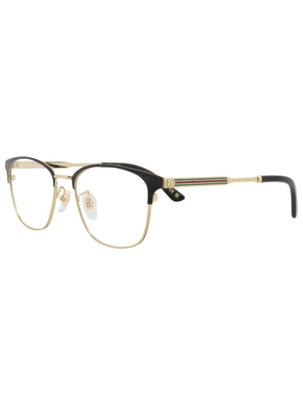 New Gucci Women's Eyeglasses Square Rectangle Metal Frame Mens Black Gold